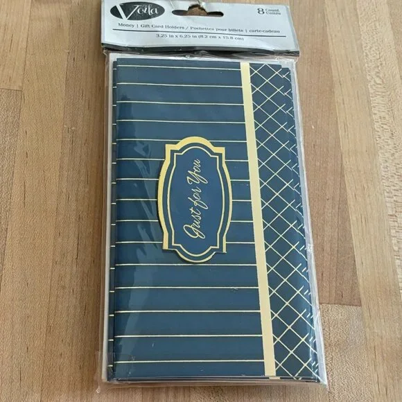 "Just For You" Gift Card Money Holders 8 Cards And Envelopes Teal Blue Gold - Picture 1 of 4